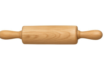 Wooden rolling pin for baking and cooking, preparing dough and pastry, kitchen utensil, transparent background