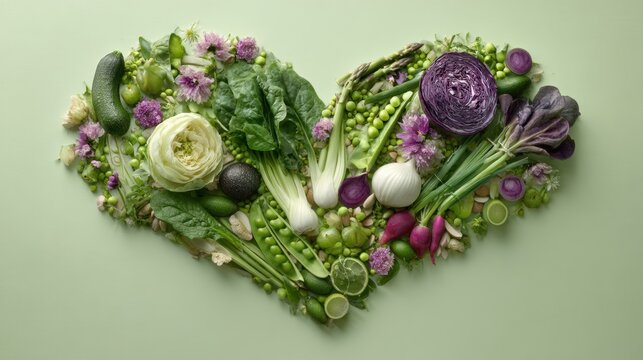 Veganuary winter challenge. Flat lay composition of assorted green vegan ingredients, seasonal renewal and plant based healty concept