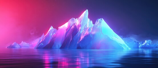 Colorful-lit iceberg at dusk