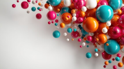 A vibrant explosion of colorful 3D spheres in various sizes, creating a playful and dynamic composition, illustrating the joy of creativity and imagination in an artistic form.