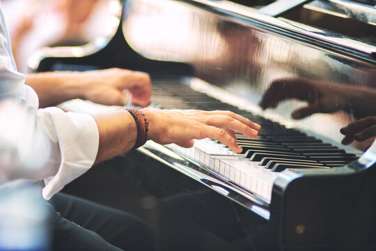 Detail of pianist's hands