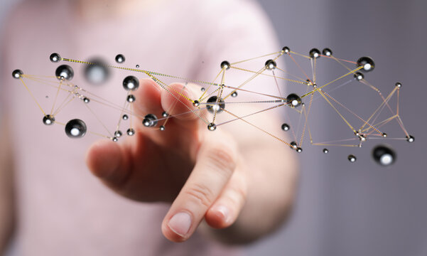 Abstract concept of digital connectivity. Representing network, connection, communication and technology in cre - Powered by Adobe