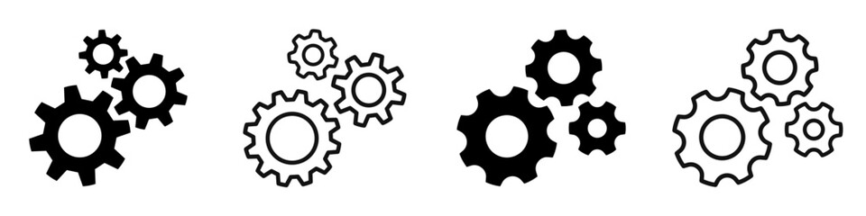 Setting gears icon. Cogwheel group. Gear design collection on white background - stock vector.