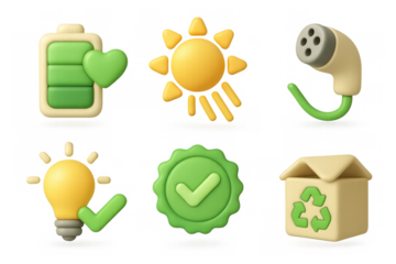 Eco icon collection illustrating sustainability and green energy concepts for design and prints