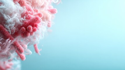 This vibrant abstract image illustrates the intricate patterns and forms of bacterial growth, emphasizing the beauty and complexity of microorganisms in our world.