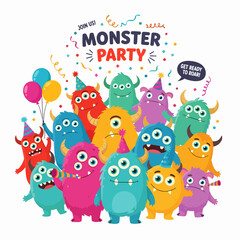 Fototapeta premium Monster party set vector