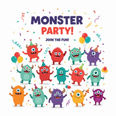 Fototapeta premium Set Cute monsters. Kids funny character design for posters, cards., magazins. Vector illustration