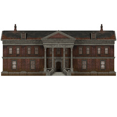 Abandoned mansion with aged architecture, decayed walls, and vintage atmosphere