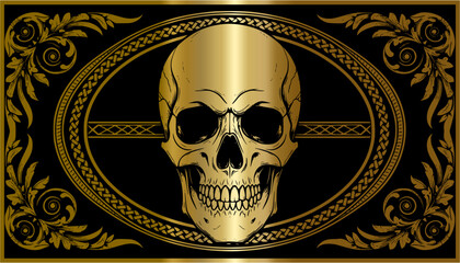 golden ROSES and skull hands for poster or valentine's day