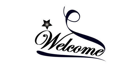 Welcome hand lettering design modern calligraphy brush text composition, modern vector ilustration