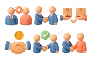 Business icon set featuring simple designs: teamwork, communication, and success concept for digital use