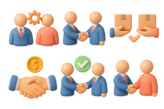 Business icon set featuring simple designs: teamwork, communication, and success concept for digital use