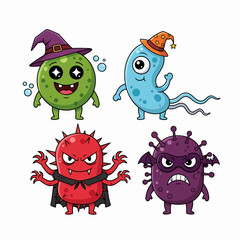 Set of cute and colorful cartoon monsters in simple shapes. Fun and playful characters ideal for children’s designs, educational materials, stickers, and party decorations.