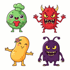 Monster party character vector design. Birthday kids party monster, mascot and cute creature for children costume and mascot. Vector illustration greeting card  template.