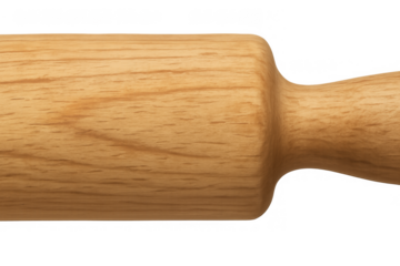 Wooden rolling pin for baking and pastry making, kitchen utensil for dough preparation, transparent background