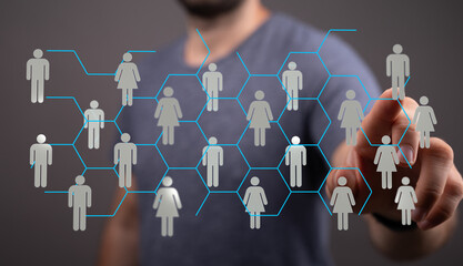Visual representation of interconnected networks, highlighting collaboration, communication and global connections. A concept of people and netw