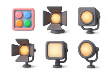 Cartoon lighting set for design and decoration with simple light compositions