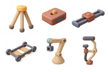 Cartoon film equipment icons for creative design and media projects