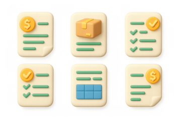 Cartoon shipping icons collection for logistics and e-commerce designs