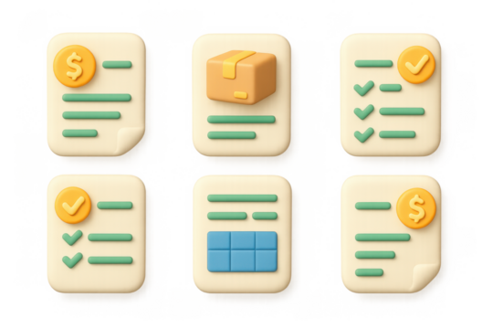 Cartoon shipping icons collection for logistics and e-commerce designs