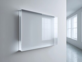 A Modern Wall-Mounted Display Case Perfect for Showcasing Artifacts or Collectibles in Contemporary Interiors