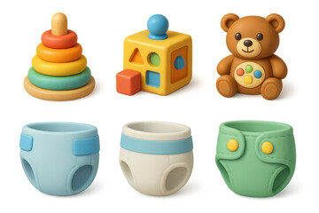 Colorful baby toys and accessories for nursery decor and playtime fun