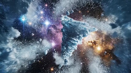 Cosmic spiral galaxy view with brilliant stars and celestial bodies