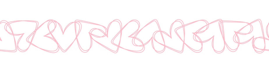 Seamless heart shaped border of delicate pink intertwined outlines. Perfect for newsletters, email headers, invitations, Valentines Day cards, and romantic designs