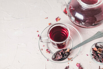 Vibrant Red Hibiscus Tea with Dried Petals