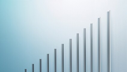 Metal Rods Displaying Growth Trend on Soft Blue Background