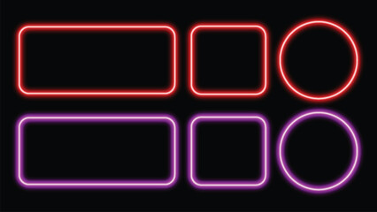 Neon Glowing Frames and Shapes on Shapes Borders