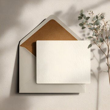 5x7in Invitation Rounded Corners and Envelope Mockup