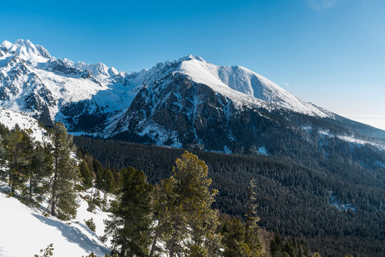 Winter High Tatras mountains in Slovakia - view during ascend to Patria mountain peak