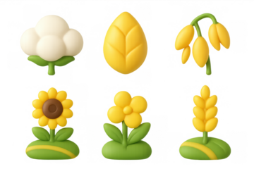 Cartoon crop icons collection for farming and agriculture design