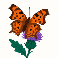 Minimalist and vibrant vector collection of different butterfly species sitting on spring and summer flowers. Flat design for digital projects, greeting cards, and nature-themed graphics.