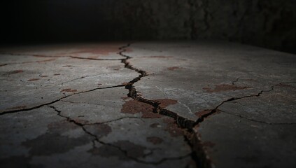 Cracked Concrete Surface with Dark Background and Uneven Texture