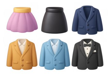 Colorful clothing icon set for fashion design and digital projects