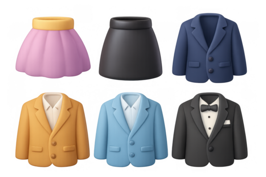 Colorful clothing icon set for fashion design and digital projects