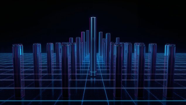 Futuristic Abstract Digital Landscape with Neon Light Effects