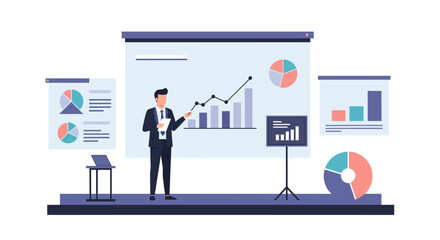 Obraz premium Business Presentation with Charts and Graphs