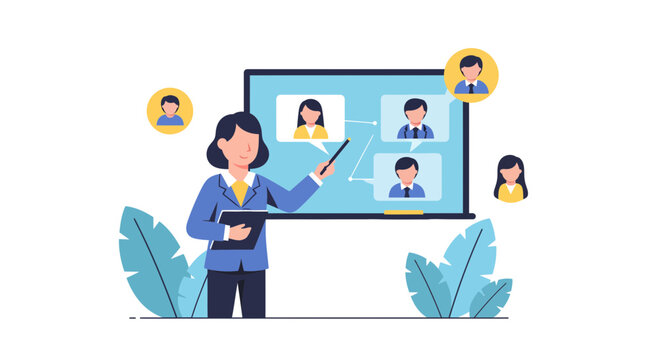 Engaging online meeting presentation with diverse team members, showing collaboration and teamwork in a modern virtual environment, perfect for training
