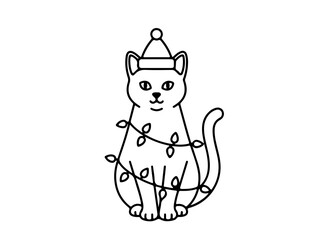 Christmas cat image of vector white background.