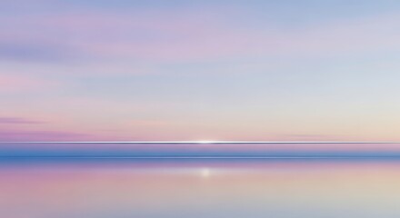 Dreamy seascape with a pastel sunset sky reflecting on the calm, serene ocean, creating a minimalist and peaceful background
