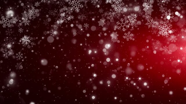 deep red christmas snow holiday background loop