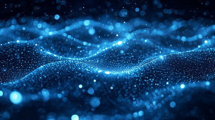 Abstract blue background with glowing winter star particles, perfect for a bright Christmas holiday design