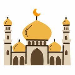 Islamic Mosque in Cozy Flat Style for Ramadan Celebrations