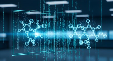 Futuristic blue binary code background illustrates the digital concept of technology and communication networks