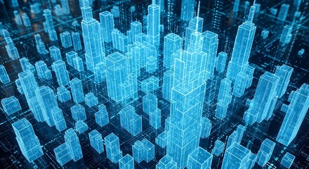 Abstract blue background with stars, a futuristic digital geometric pattern for tech web design and business concept illustration