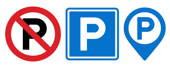 No parking, parking sign and parking map pin