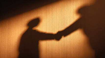 Shadows of two individuals shaking hands, symbolizing agreement and partnership